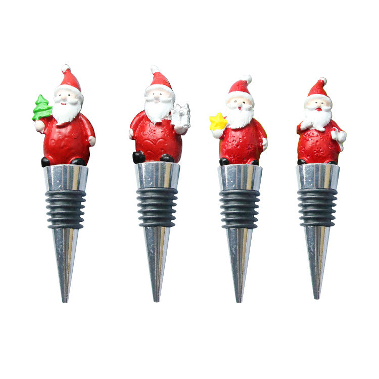 Wholesale Christmas Wine Cork Old Man Gift Resin Metal Red Wine Cork